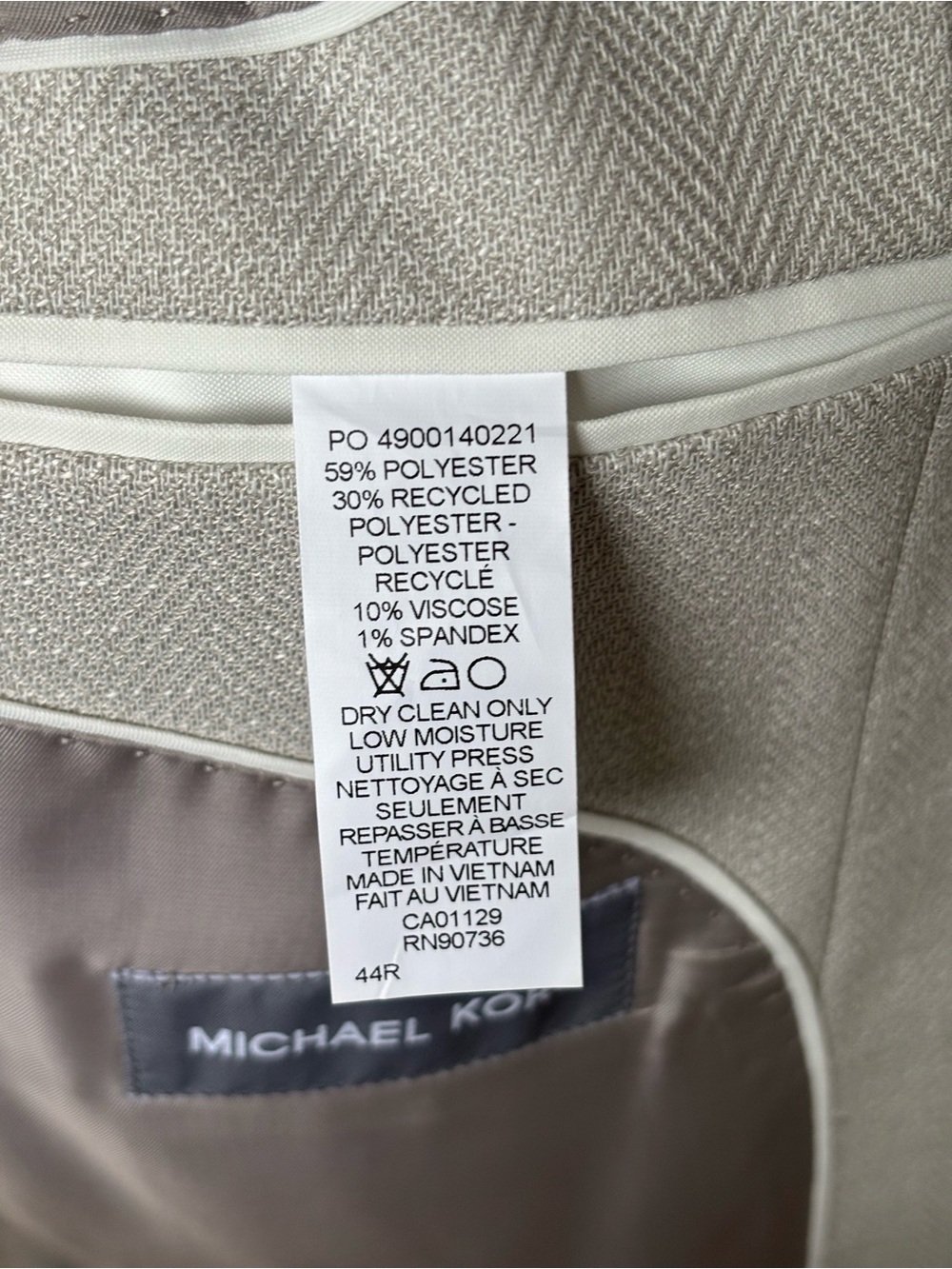 Michael Kors Light Cream Men's Sport Coat Blazer - Picture 10 of 10